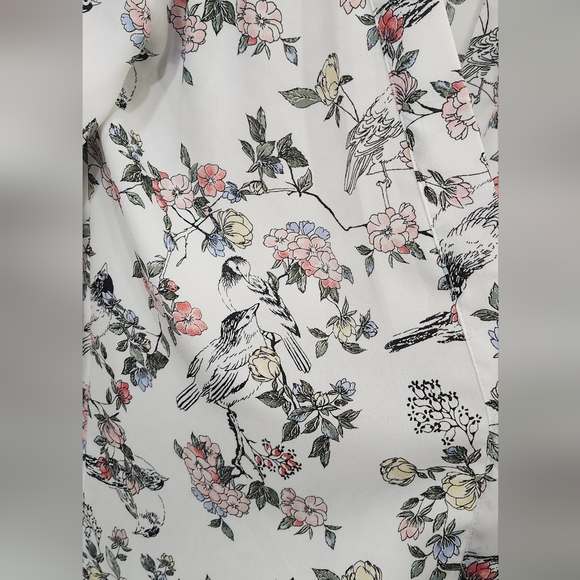 Motherhood Maternity White Sheer Open Kimono Cardigan Floral Bird Print Size S/M - Picture 2 of 6